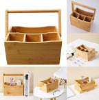 Porte-Couverts en Bambou avec Porte-Serviettes