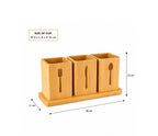 Porte-Couverts en Bambou avec 3 Compartiments et Plateau