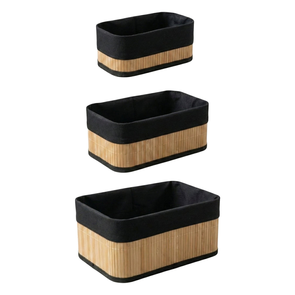 Lot de 3 Paniers de Rangement en Bambou