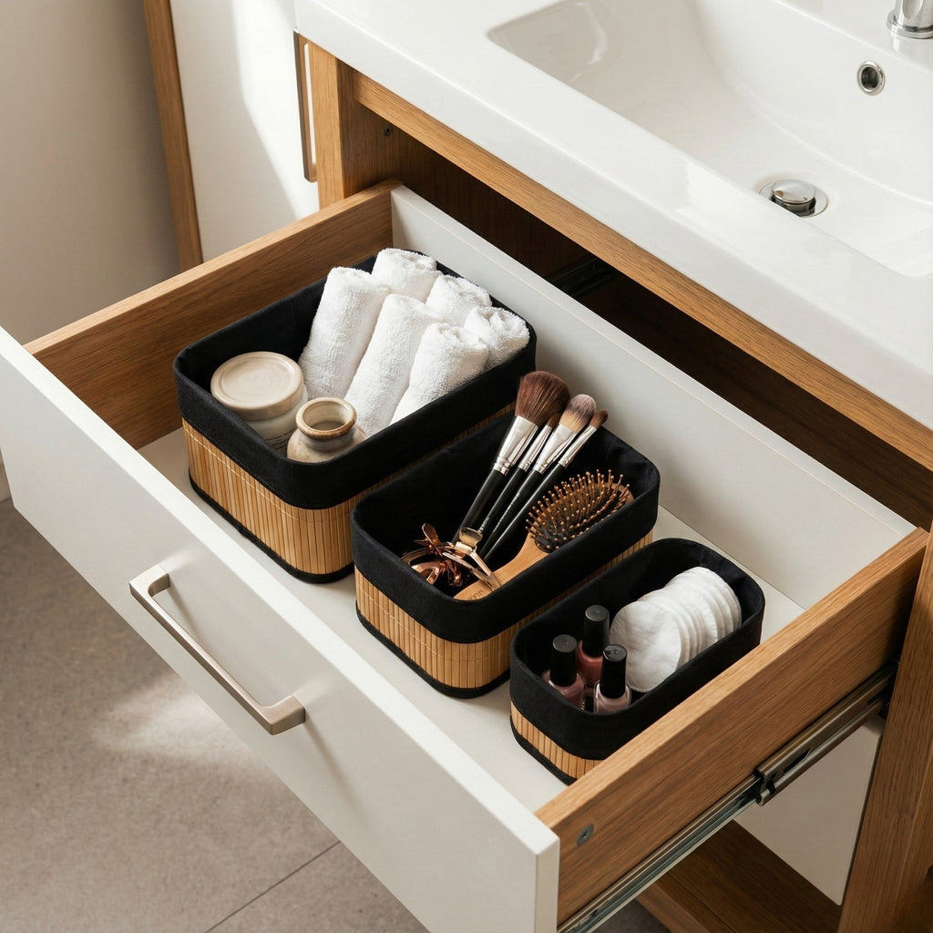 Lot de 3 Paniers de Rangement en Bambou