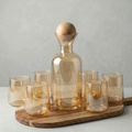 Ensemble de 7 pièces – Pichet et 6 verres ambrés à effet miroir
