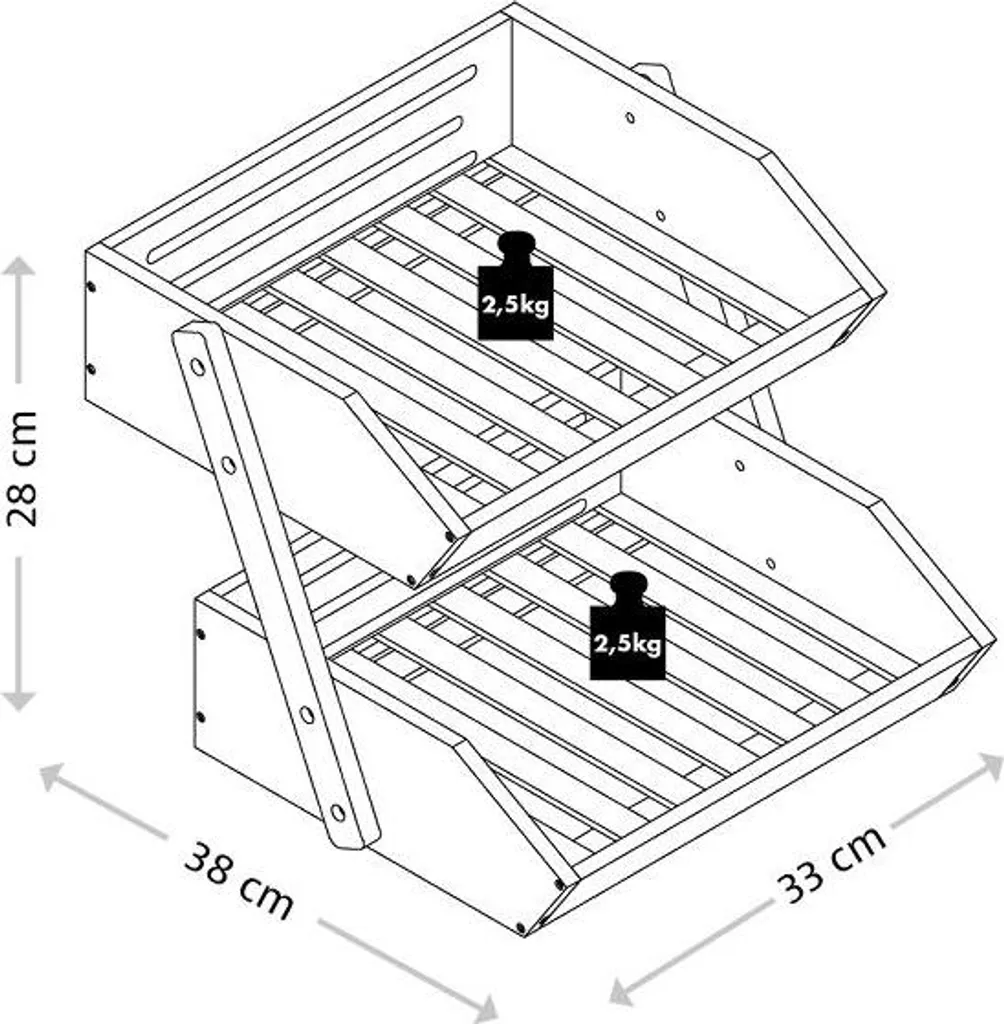 Etagère de cuisine, 33 x 28 x 38 cm, bambou