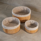 Set de 3 Paniers de Rangement en Bambou avec Intérieur Tissu