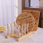 Support de Rangement Multifonction en Bambou – Porte-Assiettes, Couvercles & Ustensiles