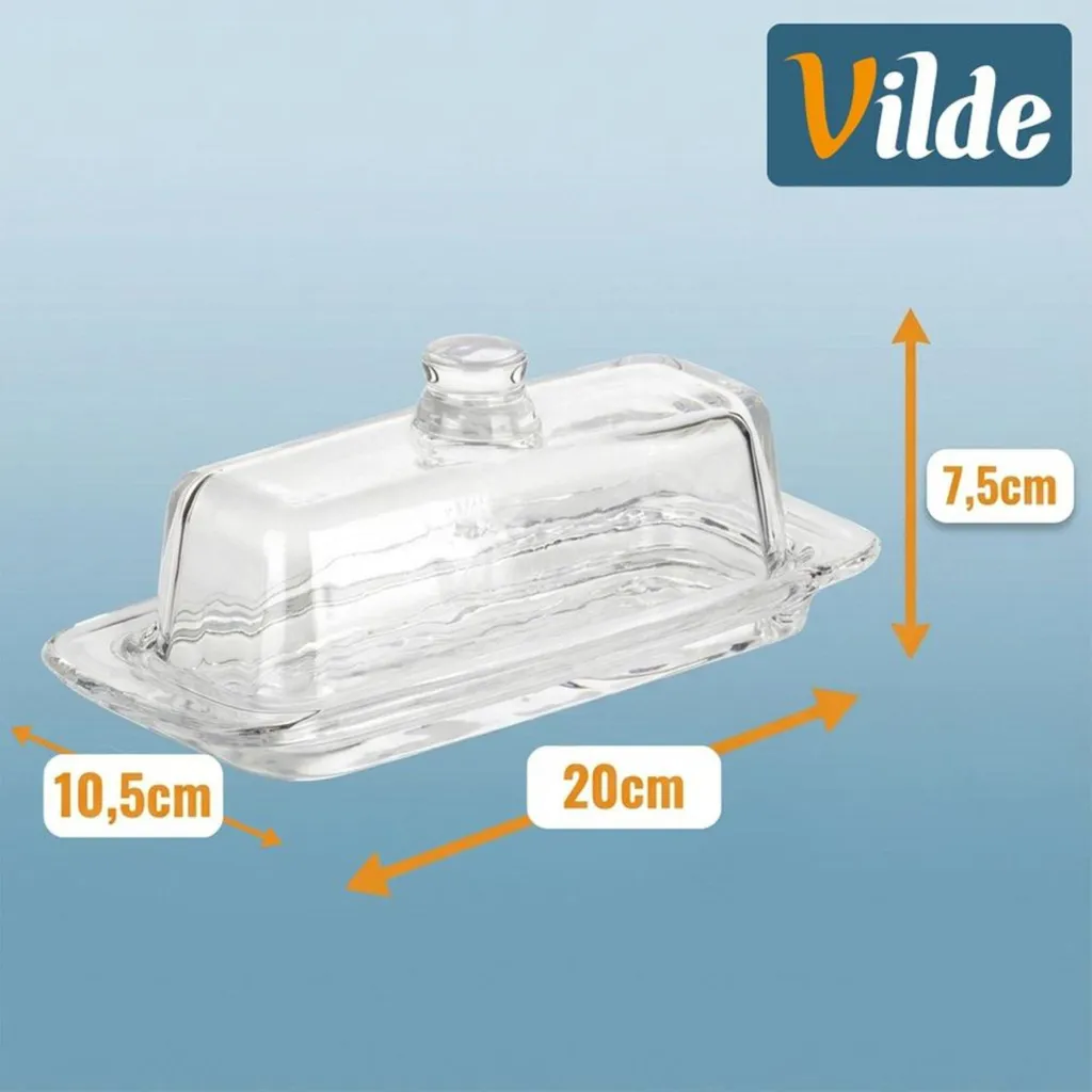 Beurrier en Verre Transparent avec Couvercle