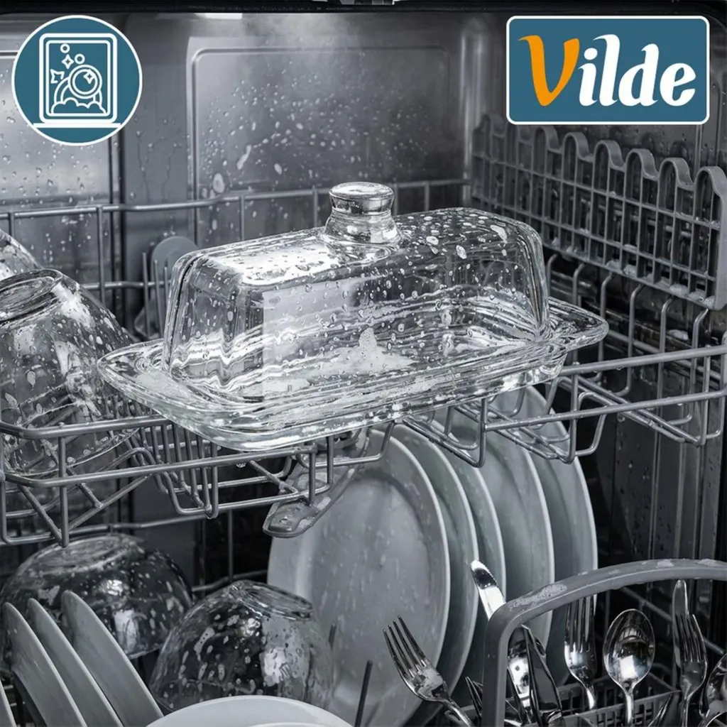 Beurrier en Verre Transparent avec Couvercle